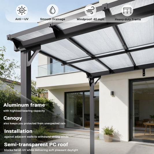 Wall-Mounted Gazebo with Aluminum Frame