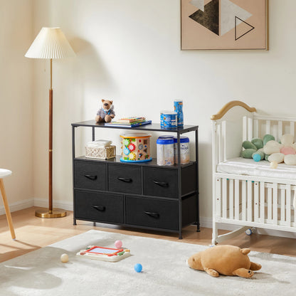 TV Stand with 5 Fabric Drawers for Storage