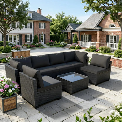 All Weather 7-Piece Modular Rattan Patio Set
