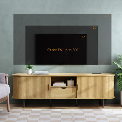 69" TV Stand w/ Power Outlet for TVs up to 80" with Adjustable Shelves