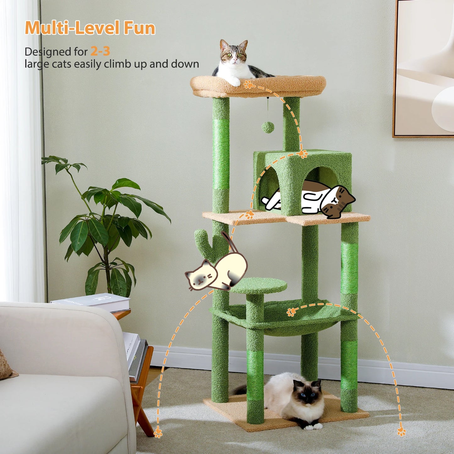 Cactus Cat Tree with 2 Door Condo