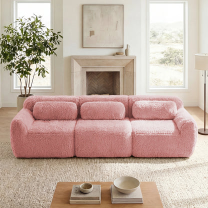 115'' Fluffy Modular Sectional Sofa with Pillows