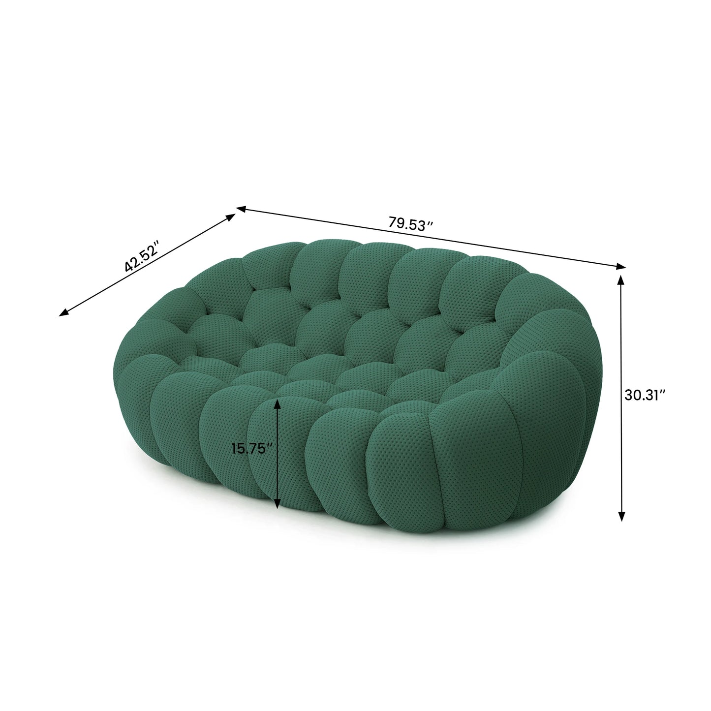 79.5" Modern Curved Boneless Sofa