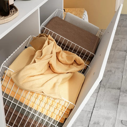 3-Tier Double Tilt Out Laundry Hamper Cabinet