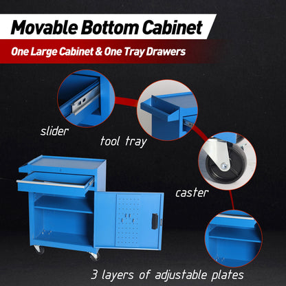 5-Drawer Rolling Tool Storage Cabinet with Detachable Tool Box