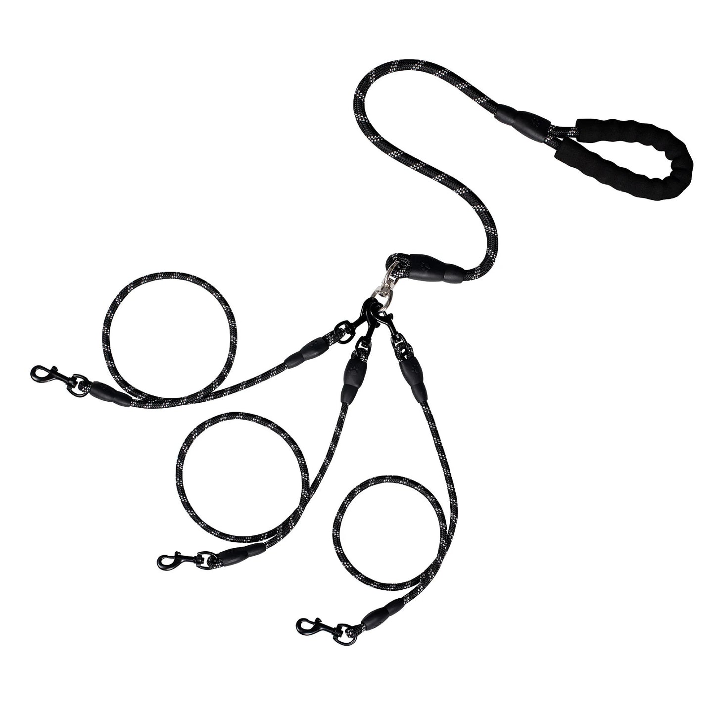 Detachable 3-in-1 Triple Dog Leash with Padded Handle