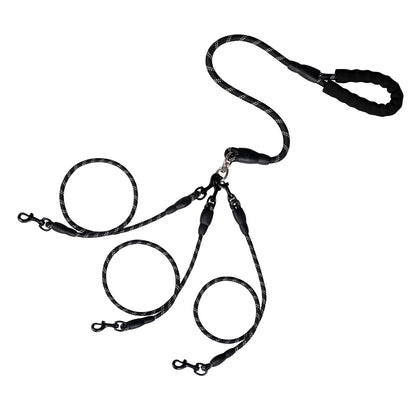 Detachable 3-in-1 Triple Dog Leash with Padded Handle