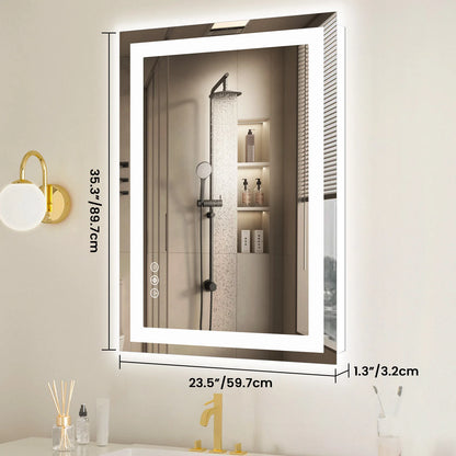 36"x 24" LED Bathroom Vanity Tempered Glass Mirror for Wall with Memory Function