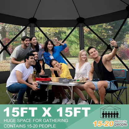 Extra Large Outdoor Gazebo with removable sides for outdoor festivities