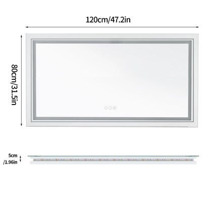 Wall Mounted Touch Anti-fog Large Illuminated LED Bathroom Mirror