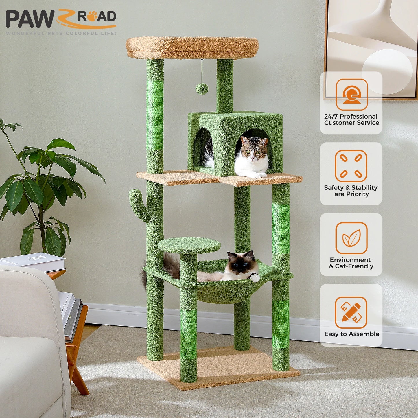 Cactus Cat Tree with 2 Door Condo