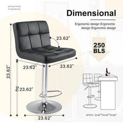 2 PU Leather Swivel Bar Stools with Adjustable Height