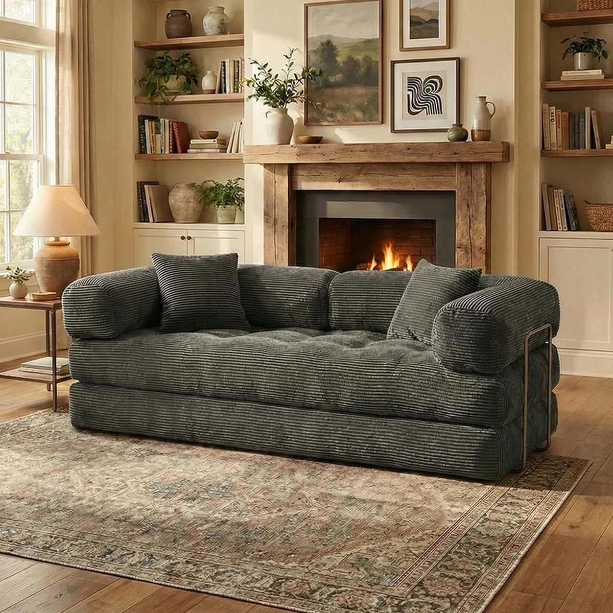 4-in-1 Folding Corduroy Boneless Sleeper Couch