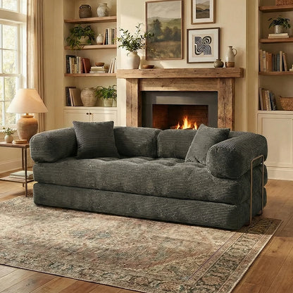4-in-1 Folding Corduroy Boneless Sleeper Couch