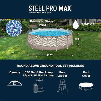 13ft Round Pool Set which Includes Cover, Canopy, Pump & Ladder