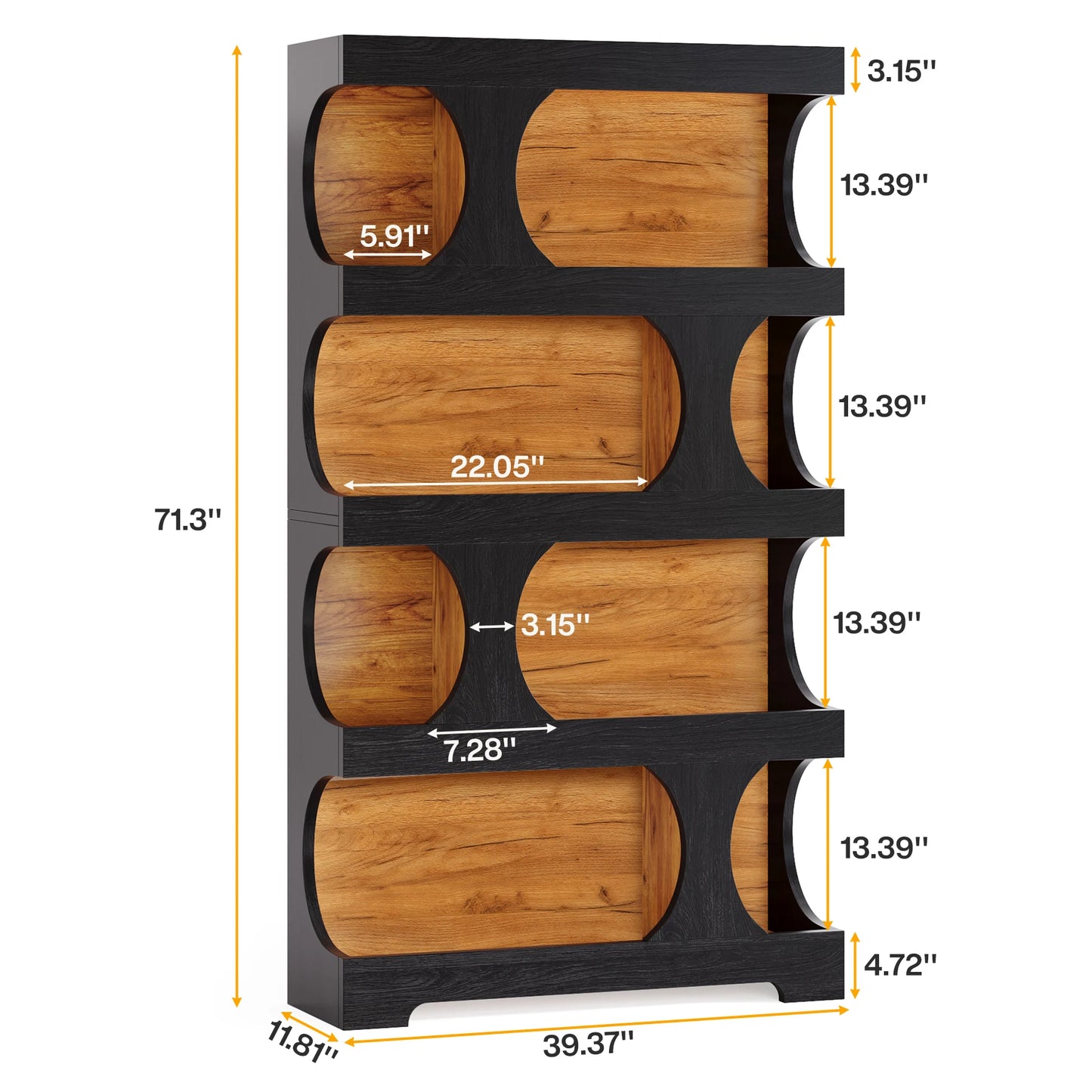 71" Tall  4-Tier Bookcase