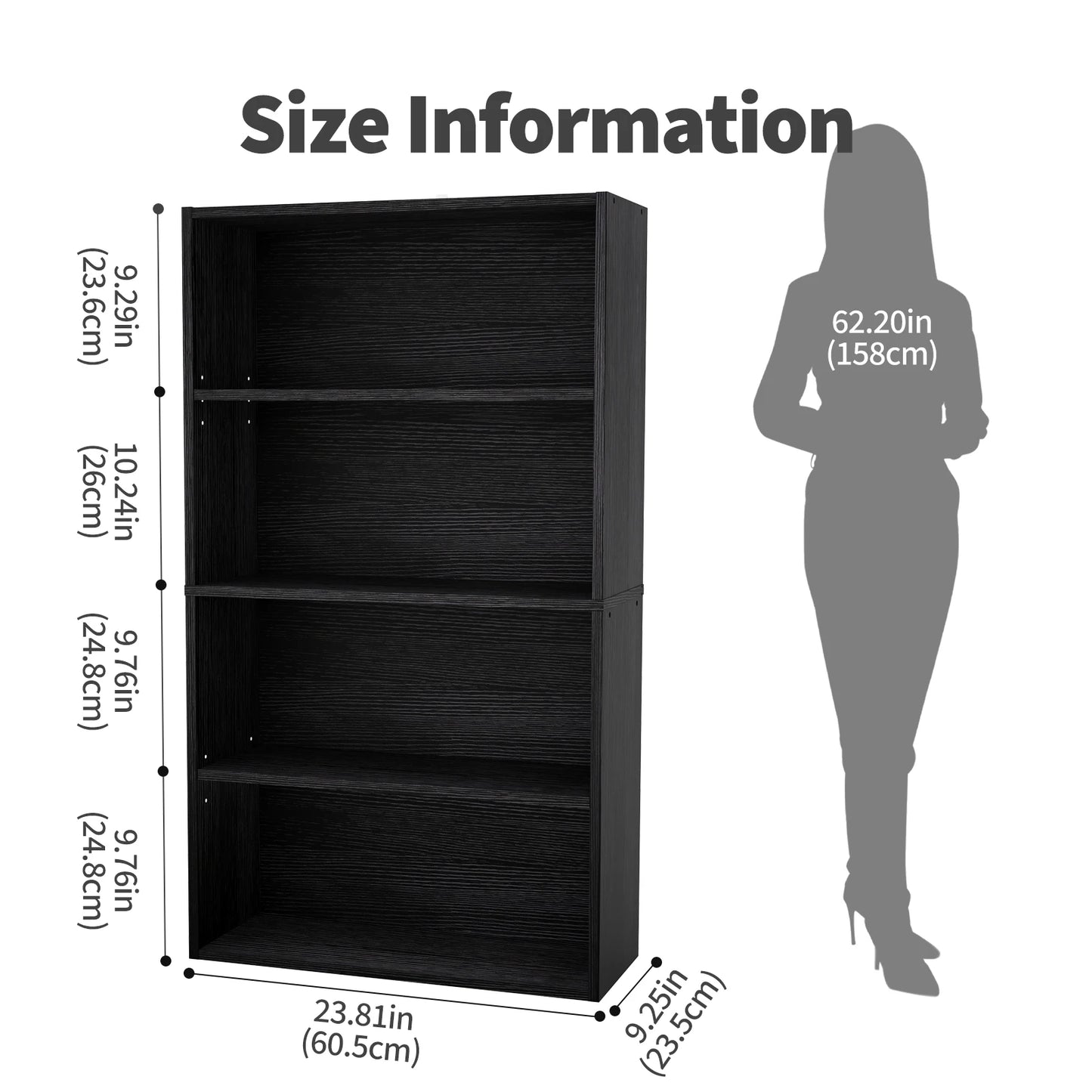 3 or 4 Tier Wooden Bookcase with Adjustable Shelves for your Storage needs in your Home