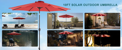 9.5FT Solar Patio Umbrella with 32 LED Lights for your Backyard