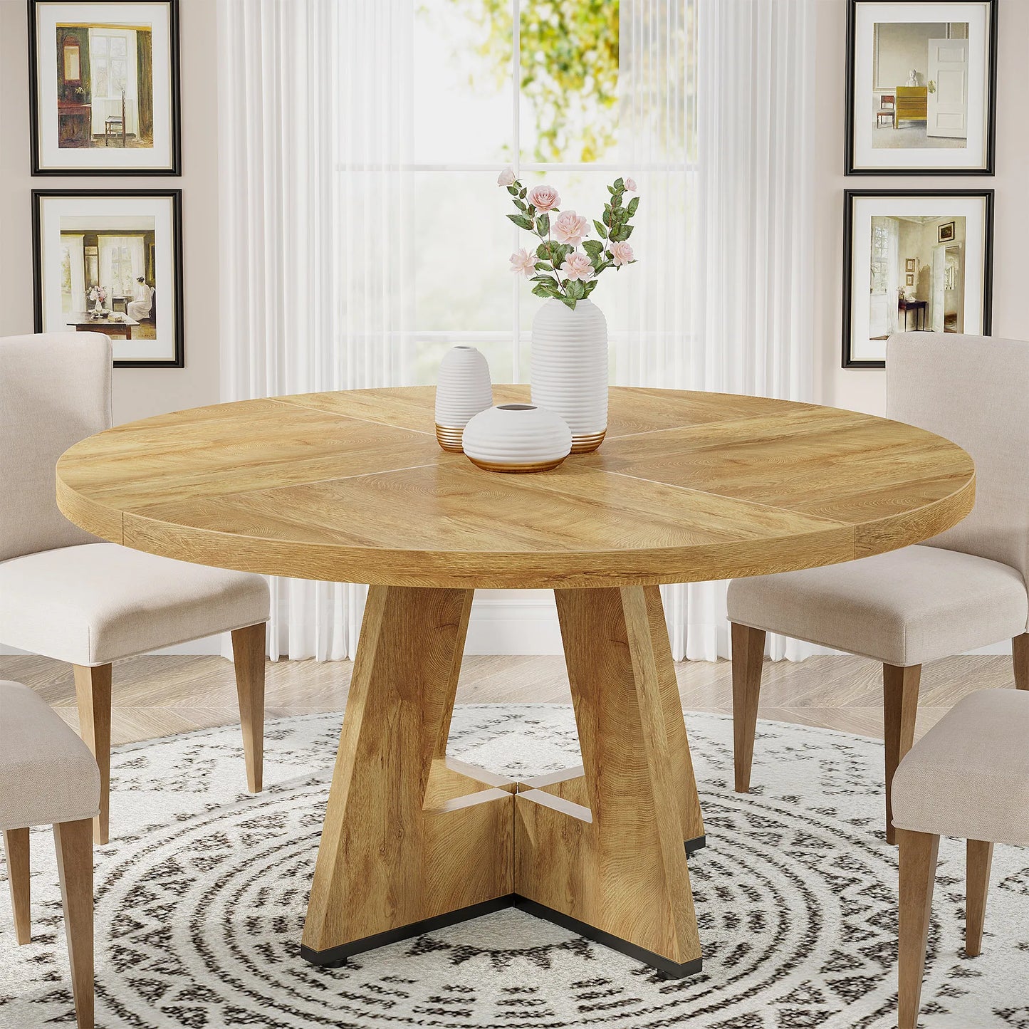 47 inch Round Dining Table for 4