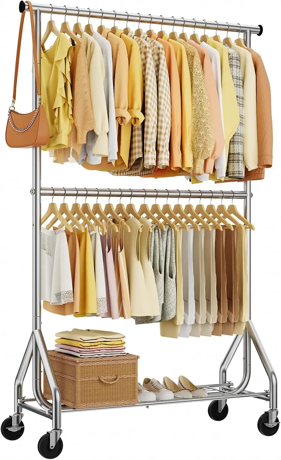 Adjustable Free Standing Garment Rolling Rack