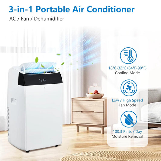 14000 BTU Portable Air Conditioner Unit with Fan and Dehumidifier