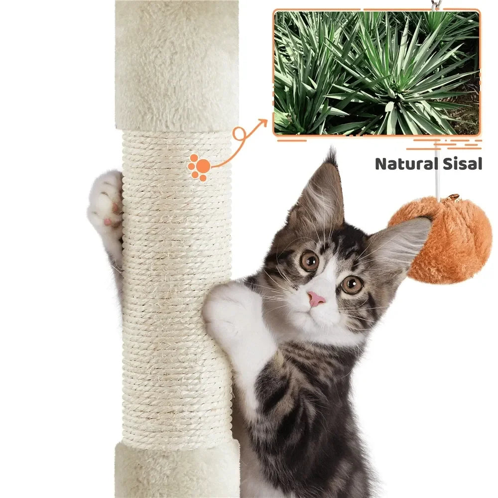 58-inch Paw Shaped Cat Tree with Plush Condos and Scratching Post