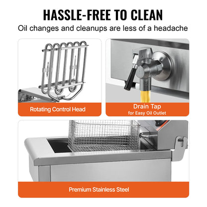 12L Electric Countertop Deep Fryer w/Dual Removable Tanks
