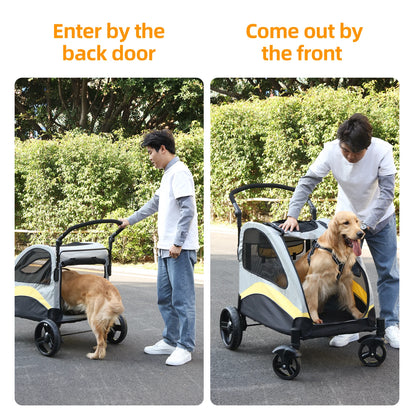 Foldable Large Dog Stroller with 4 Wheels