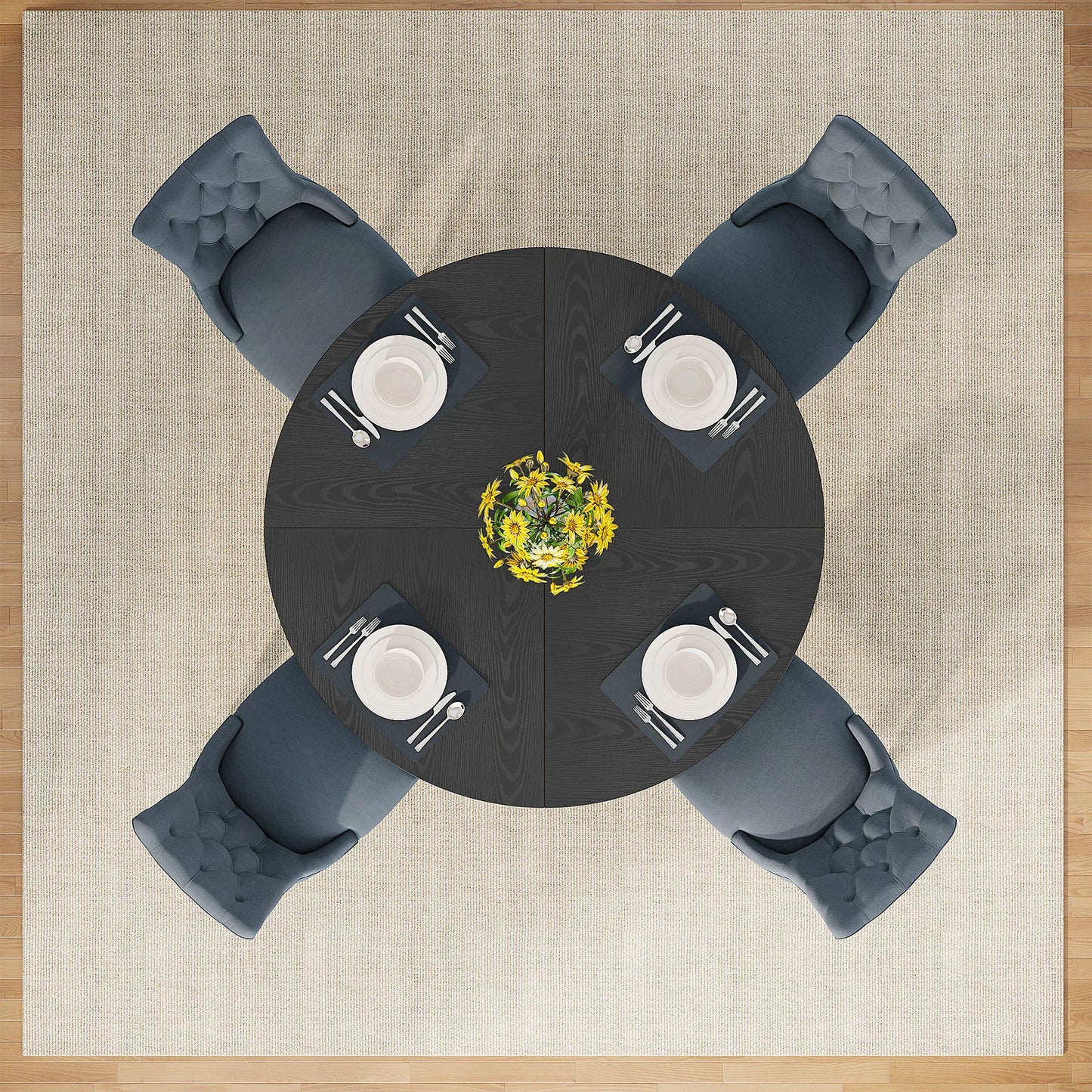 47 inch Round Dining Table for 4