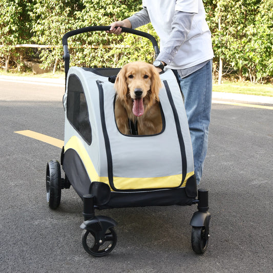 Foldable Large Dog Stroller with 4 Wheels