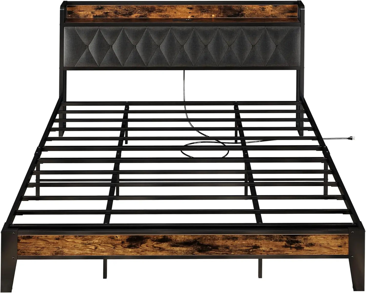 Twin/TwinXL/Full/Queen/King/ Bed Frames with Storage Headboard and Outlets