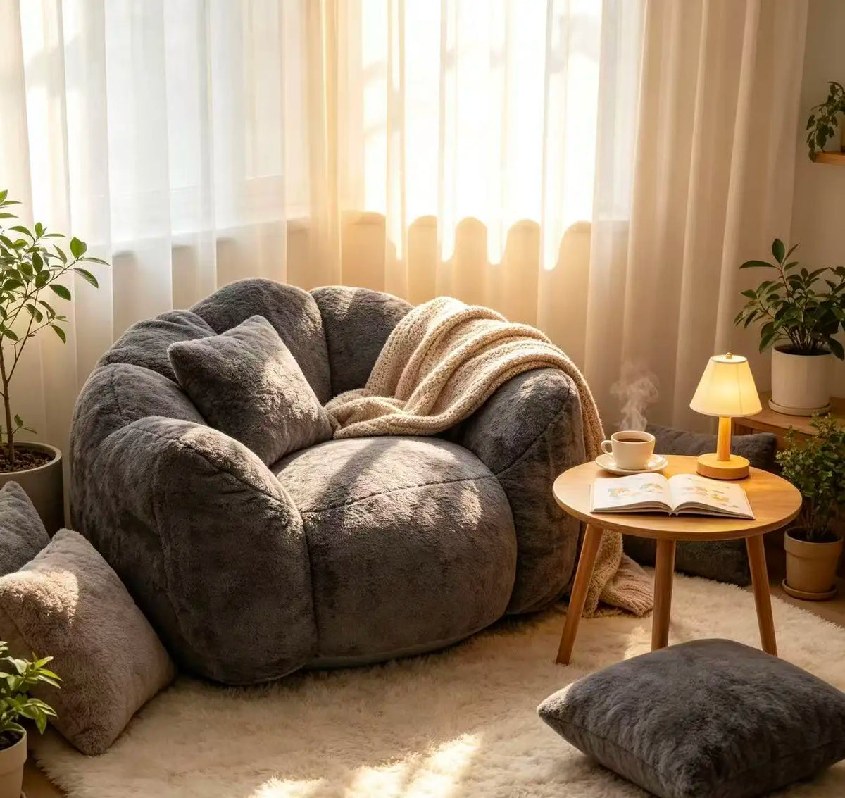 Large Velvet Petal Cloud Lounge Chair for Living Room or Bedroom