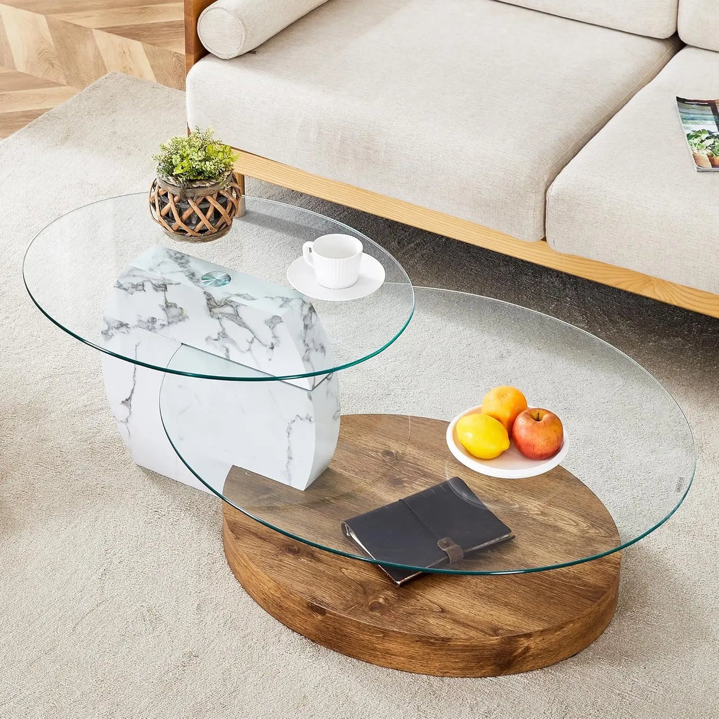 35" 3-Tier Design Tempered Glass Coffee Table for your Living Room