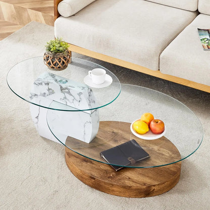 35" 3-Tier Design Tempered Glass Coffee Table for your Living Room