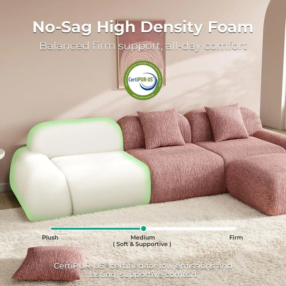 Deep Seated Chenille Modular Sectional Sofa with Ottoman for your Living Room