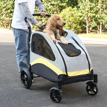 Foldable Large Dog Stroller with 4 Wheels