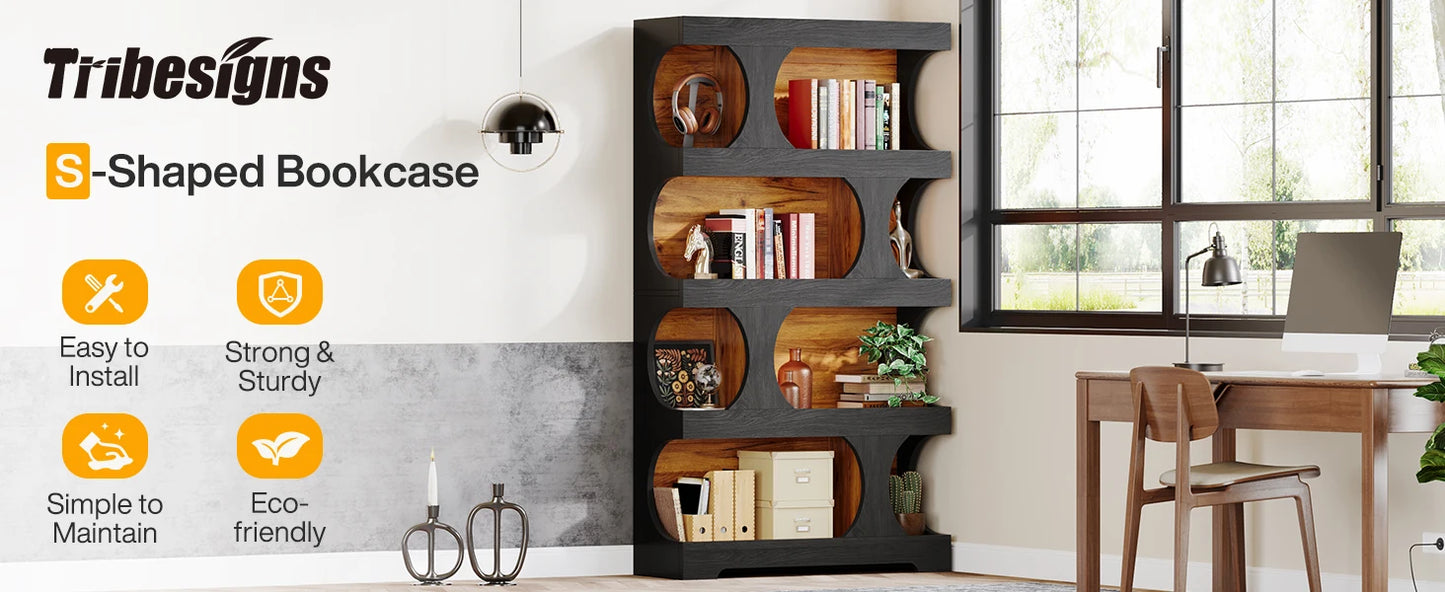 71" Tall  4-Tier Bookcase