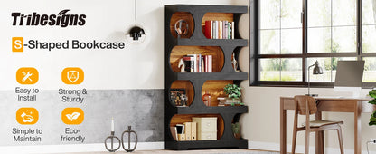 71" Tall  4-Tier Bookcase