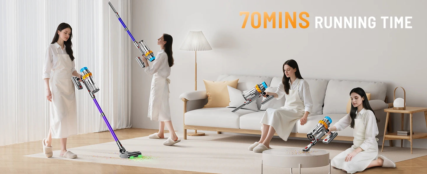 650W Cordless Vacuum Cleaner with attachments for Hardwood Flooring, Carpets, and Pet Hair