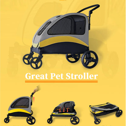 Foldable Large Dog Stroller with 4 Wheels