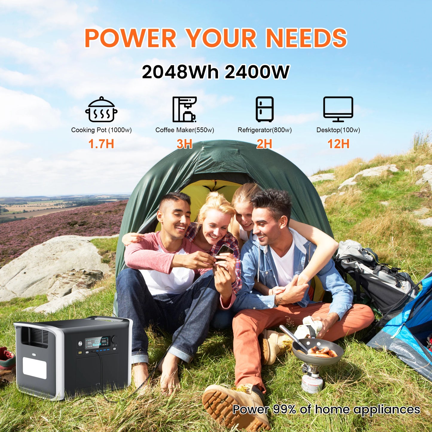 Portable 2048Wh Solar Generator and 400W Solar Panel