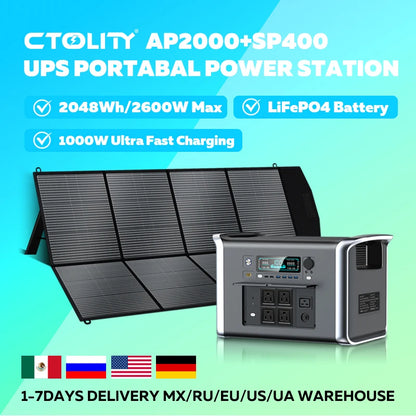 Portable 2048Wh Solar Generator and 400W Solar Panel
