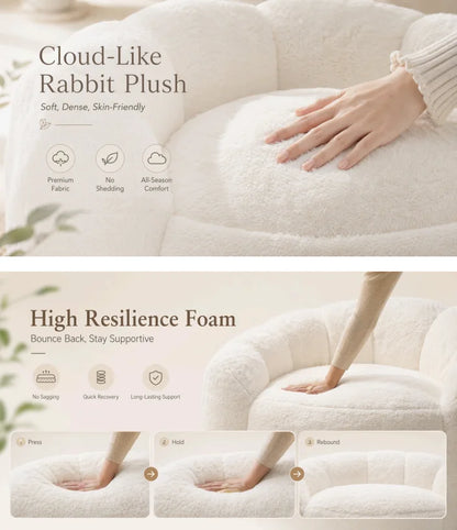 Large Velvet Petal Cloud Lounge Chair for Living Room or Bedroom