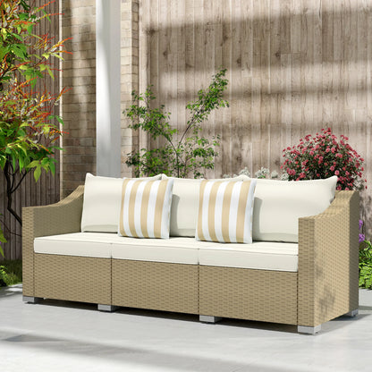 Outdoor Patio Rattan Sofa with Pillows