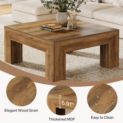 39.4-Inch Square Coffee Table for Living Room
