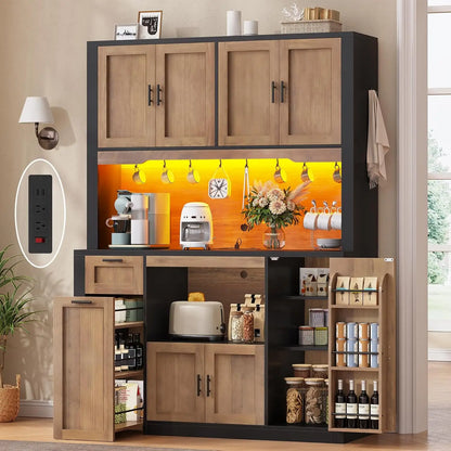 47inch Wide LED Pantry Cabinet with Charging Station