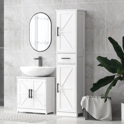 67" Tall Bathroom Storage Cabinet with 3 Adjustable Shelves
