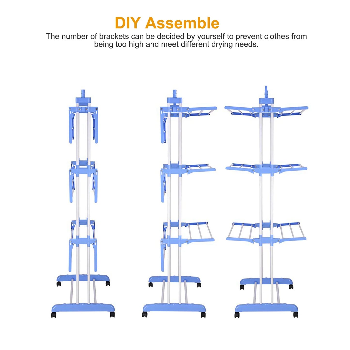 4-Tier Clothes Drying Rack with attached foldable brackets