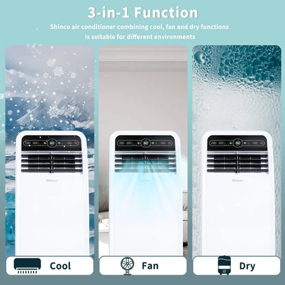 8,000 BTU Portable Air Conditioner with Remote and 3 settings