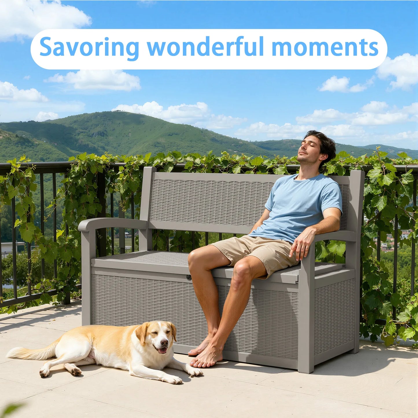Outdoor Rattan Design  Storage Bench